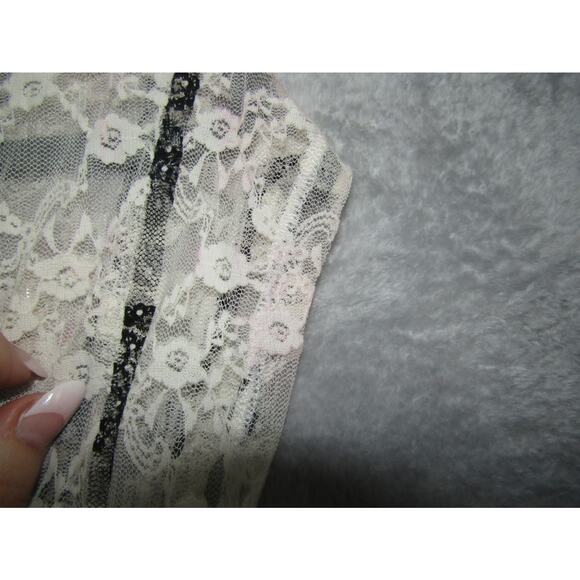 NY Collection Lace Blouse Women’s M Black White Sheer Floral Overlay READ - Picture 9 of 9
